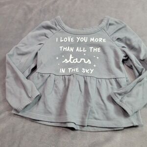 Grayson Collective Girls‎ 3T Dusty Blue Stars In The Sky Peplum Long Sleeve Top